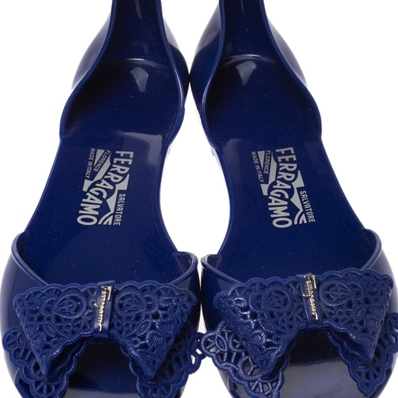 Salvatore Ferragamo Shoes - Ferragamo blue jelly sandals with bow (size 9)